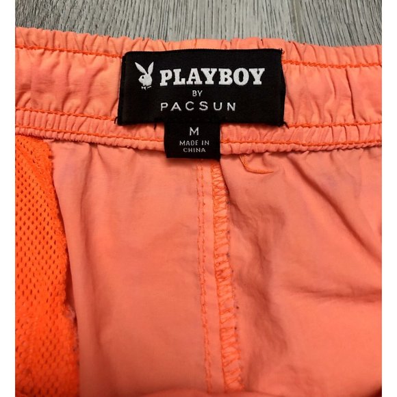 Playboy by Pacsun Mens Orange Nylon Swim Shorts Medium - Picture 4 of 4
